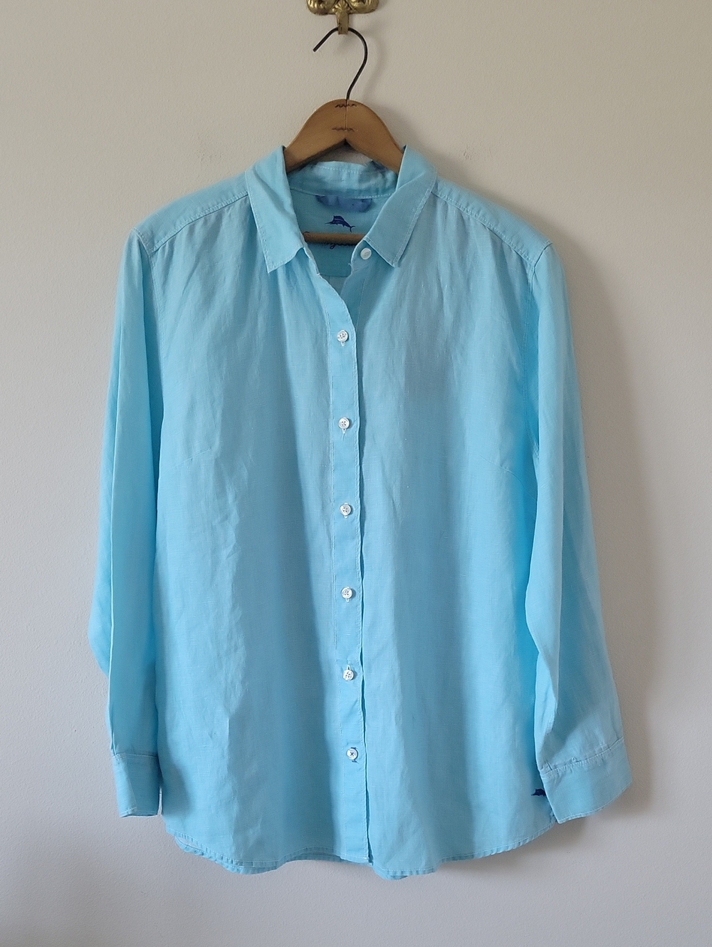 NWT Tommy Bahama Sea Glass Breezer Linen Boyfriend Shirt Size Large